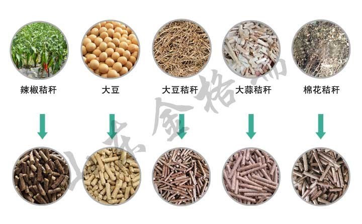 大蒜秸稈顆粒機和蒜皮秸稈顆粒機顆粒樣品圖    